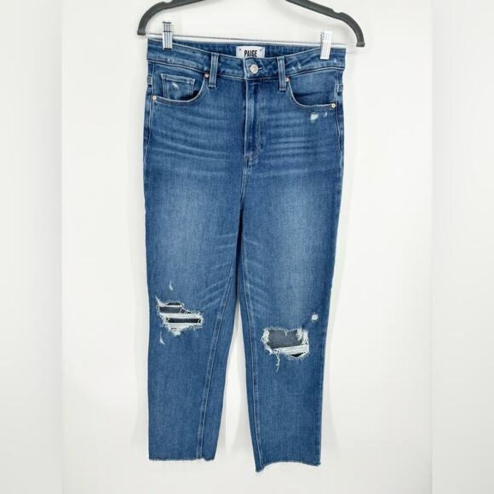 Paige Stella Crop High Rise Straight Jeans‎ Ceylon Destructed Size 29